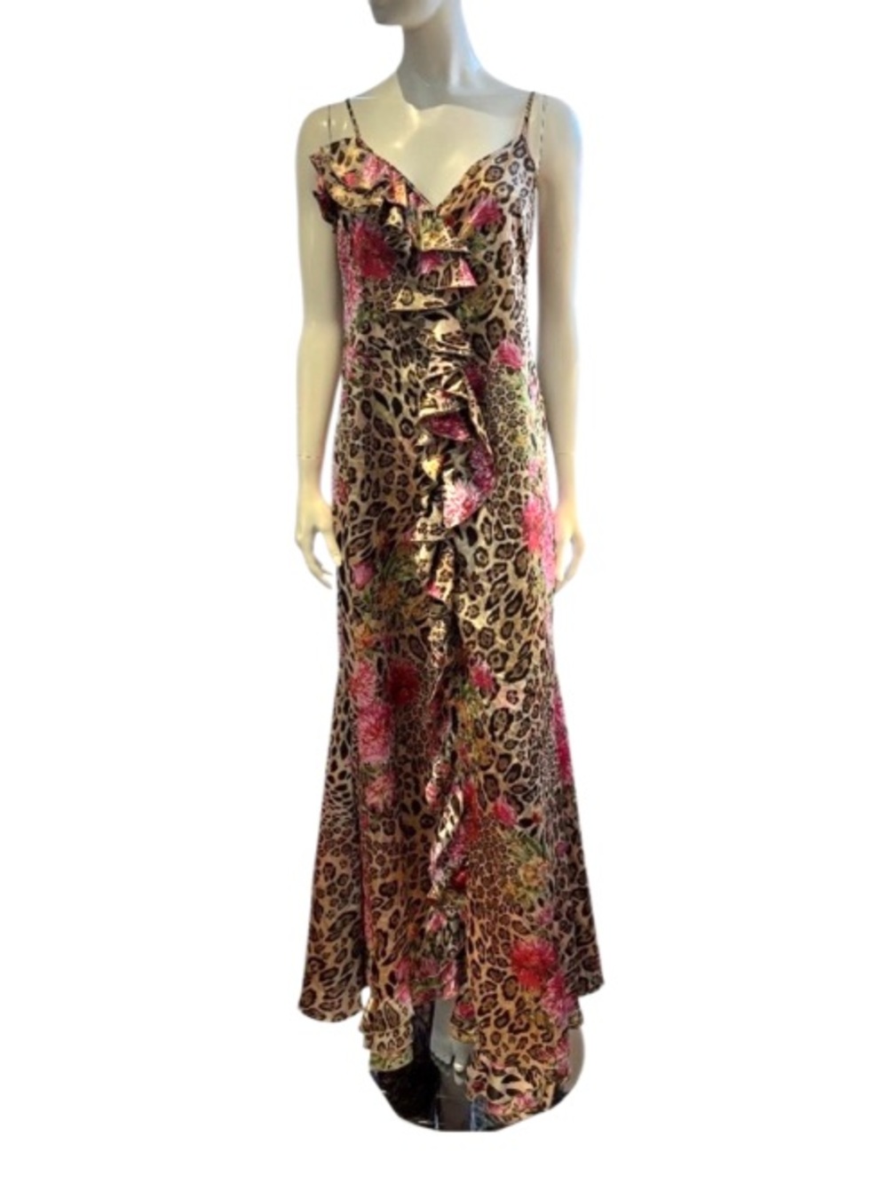 Animal Print Maxi Dress Polvere Made in Italy Leopard Floral Print Dress